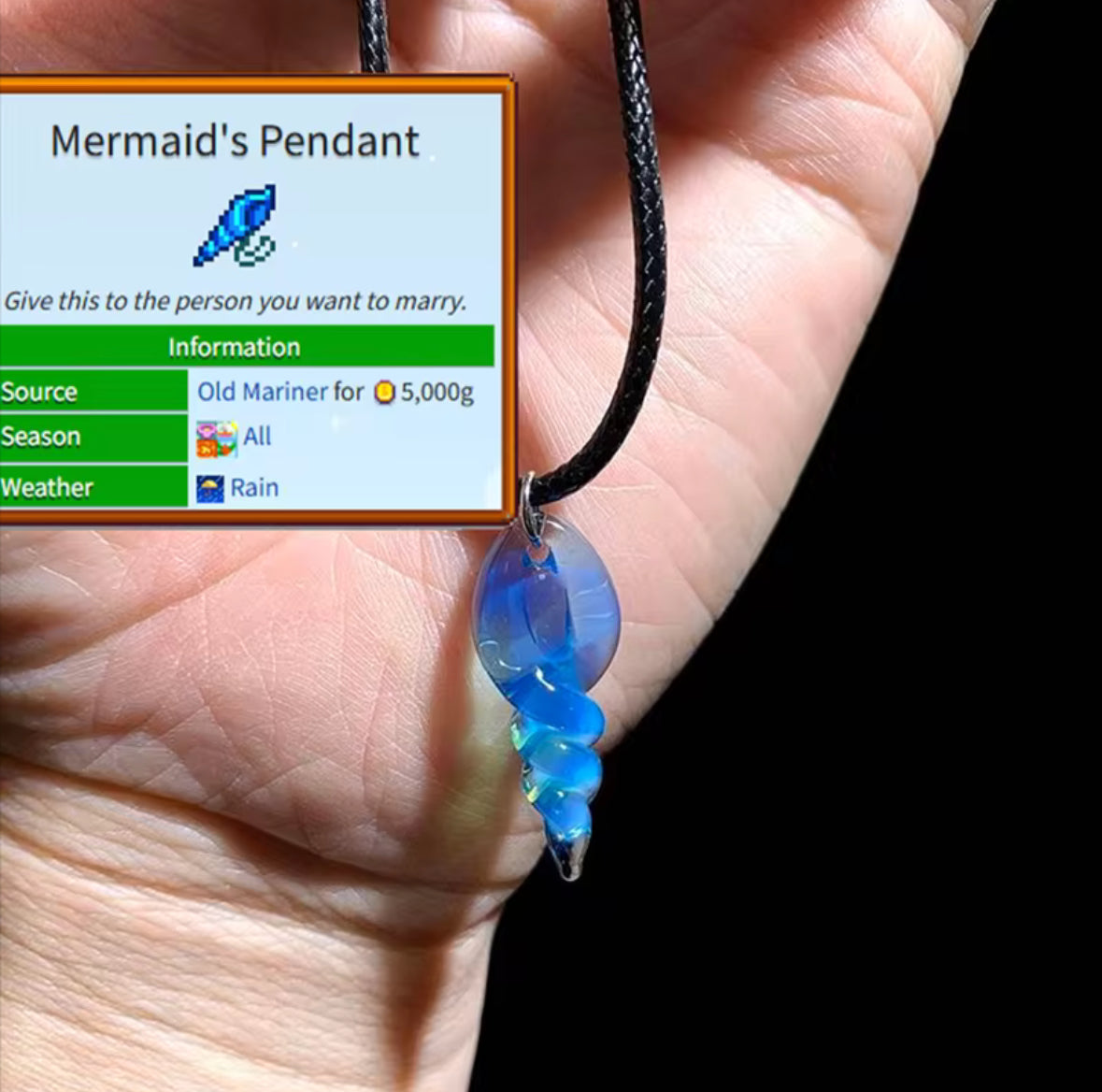 Stardew Valley Mermaid's Pendant Cosplay Necklace
