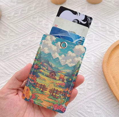 Rectangle ID Card Case Keychain (Random color)