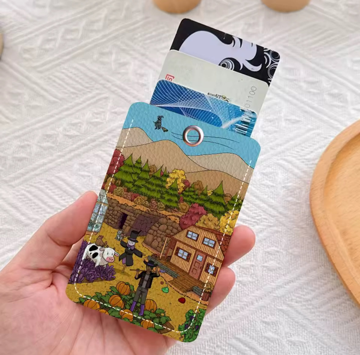 Rectangle ID Card Case Keychain (Random color)