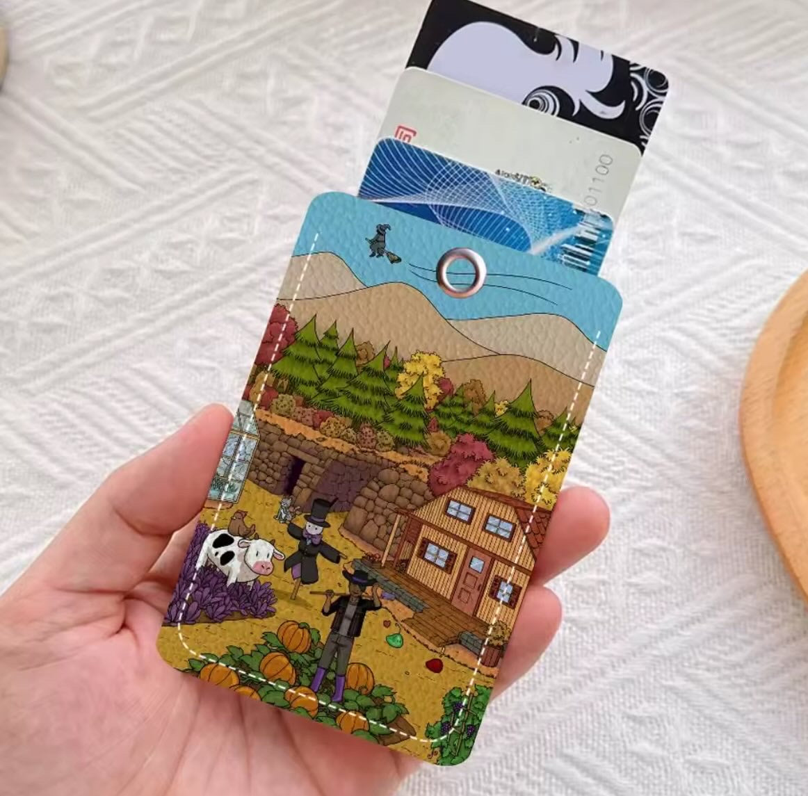 Rectangle ID Card Case Keychain (Random color)