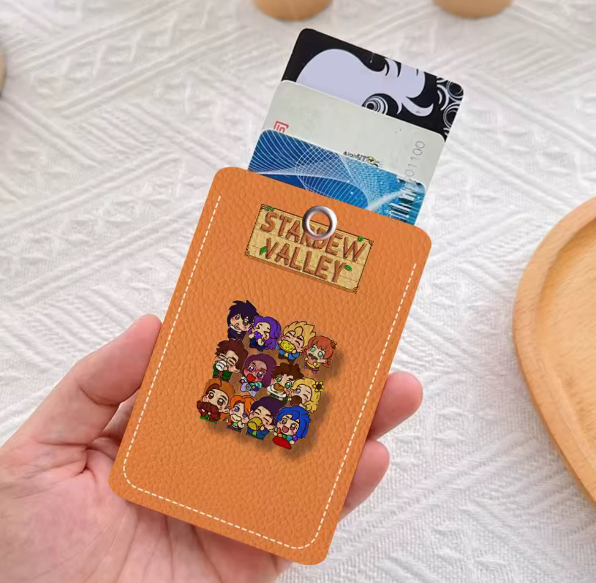 Rectangle ID Card Case Keychain (Random color)