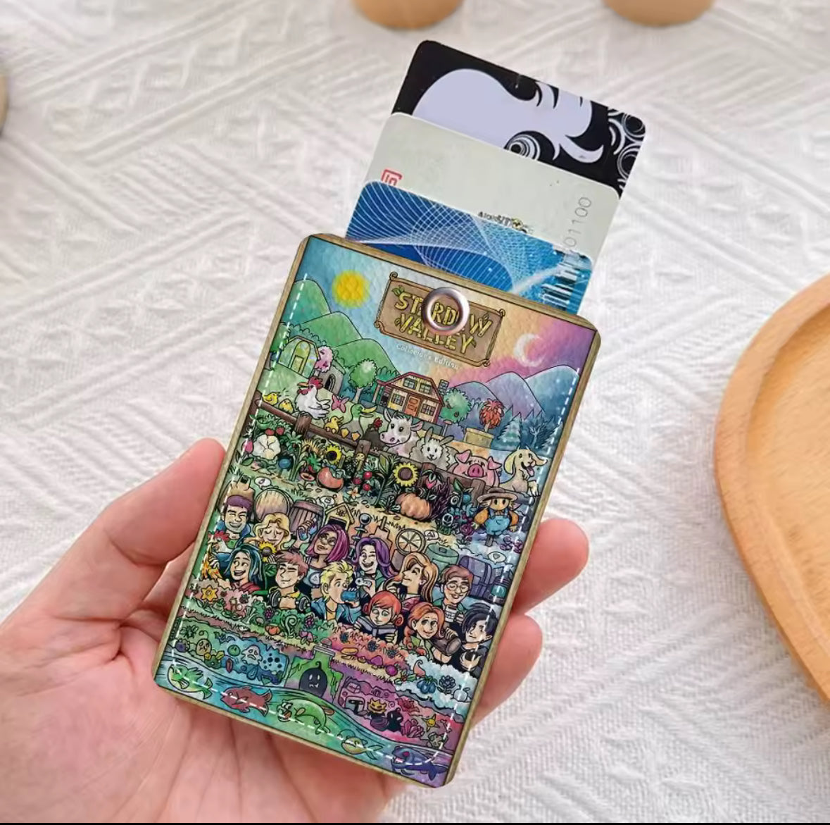 Rectangle ID Card Case Keychain (Random color)