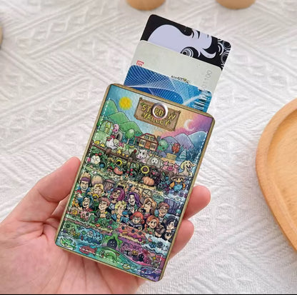 Rectangle ID Card Case Keychain (Random color)