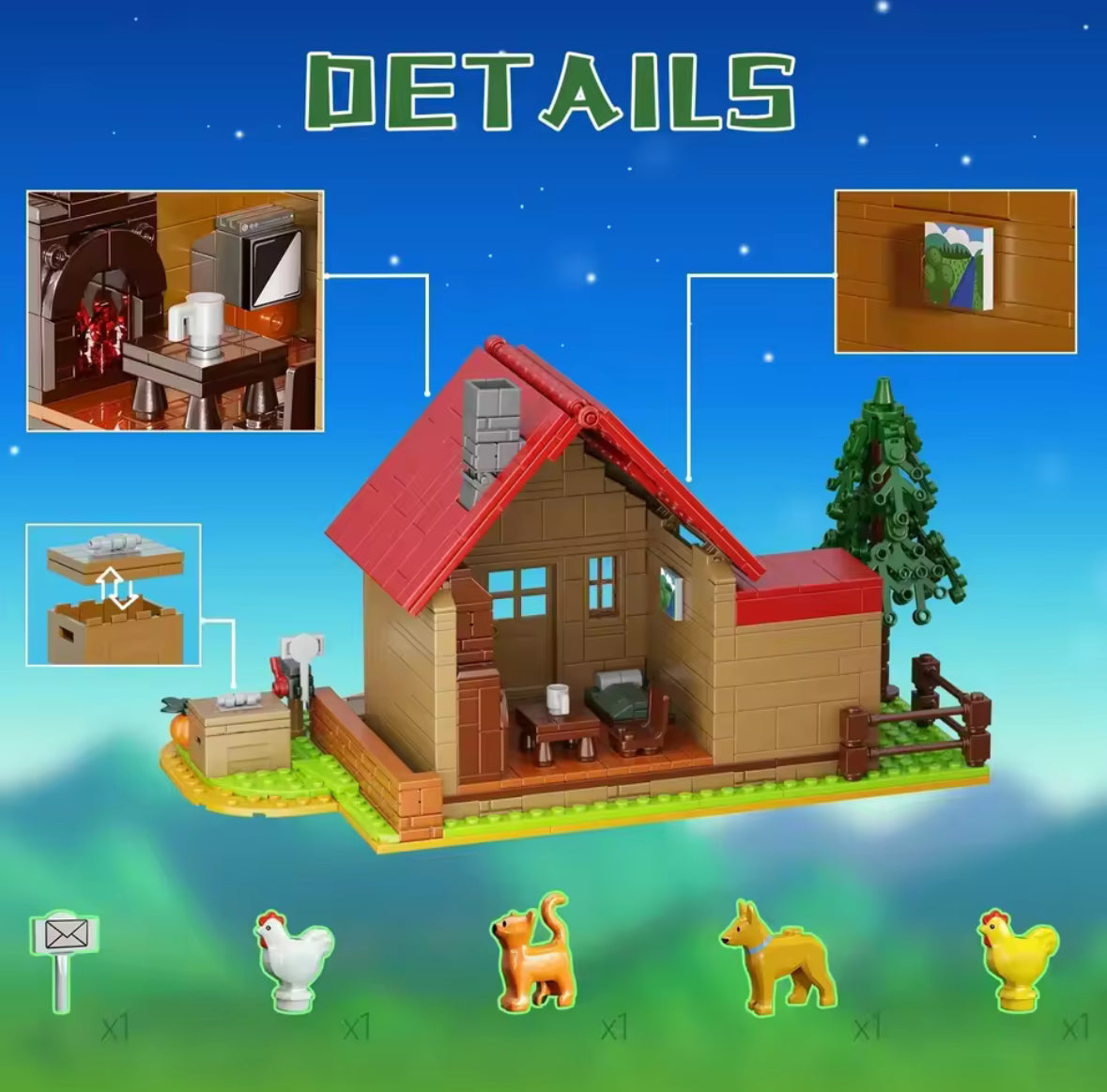 Stardewed Valley Farm Model Animals Trees Plants Building Block Set