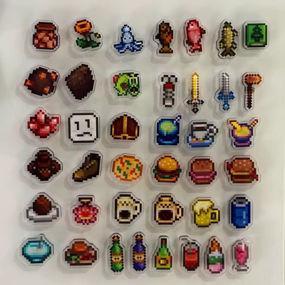 Stardew Valley Mini Acrylic Fridge Magnets - Switch & Steam Collectible Set with Code