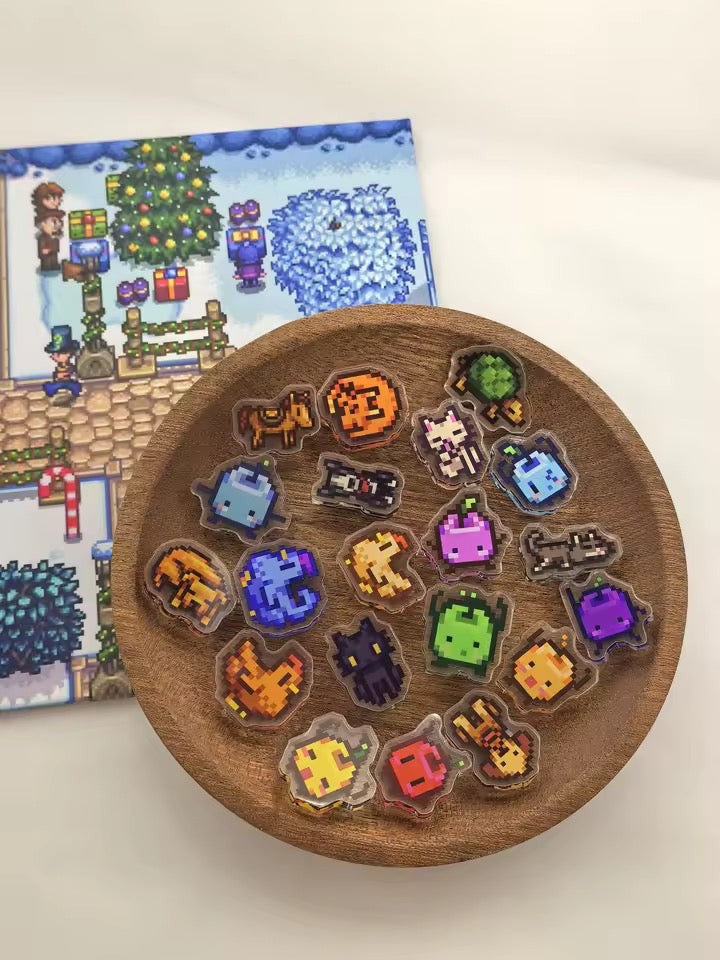 Stardew Valley Mini Acrylic Fridge Magnets - Switch & Steam Collectible Set with Code